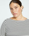 Belle Breton-Stripe Compact Jersey Tee - Ecru/Black Stripe Image Thumbnmail #1
