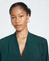 Better-Than-Silk Long Sleeve V-Neck Top - Forest Green Image Thumbnmail #1