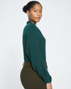 Better-Than-Silk Long Sleeve V-Neck Top - Forest Green Image Thumbnmail #3