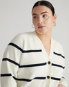 Better-Than-Wool Cardigan - White/Navy Stripe Image Thumbnmail #1