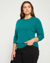 Pure Cashmere Crew Neck Sweater - Mineral Green Image Thumbnmail #3