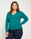 Pure Cashmere V Neck Sweater - Mineral Green Image Thumbnmail #3