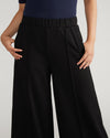 Pam Pintuck Wide Leg Ponte Pants - Black Image Thumbnmail #4