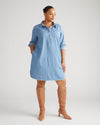 Stretch Cotton Chambray Rubicon Shirtdress - Cove Blue Image Thumbnmail #1