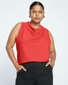 Crepe Jersey Cowl Tank Blouse - Vermilion Red Image Thumbnmail #1