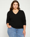 Pure Cashmere Double V Neck Sweater - Black Image Thumbnmail #1