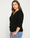 Pure Cashmere Double V Neck Sweater - Black Image Thumbnmail #3