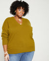 Pure Cashmere Double V Neck Sweater - Cardamom Green Image Thumbnmail #2