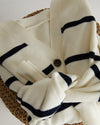 Better-Than-Wool Cardigan - White/Navy Stripe Image Thumbnmail #5