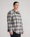 Elbe Stretch Cotton Flannel Shirt Classic Fit - Neutral Check Image Thumbnmail #3