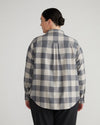 Elbe Stretch Cotton Flannel Shirt Classic Fit - Neutral Check Image Thumbnmail #4