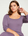 Foundation Long Sleeve Square Neck Dress - Dried Violet Image Thumbnmail #1