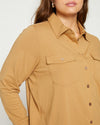 Ava Cotton Jersey Button-Down Shirt - Vintage Khaki Image Thumbnmail #2
