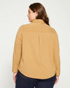 Ava Cotton Jersey Button-Down Shirt - Vintage Khaki Image Thumbnmail #4