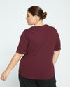 Lily Liquid Jersey Crew Neck Stovepipe Tee - Black Cherry Image Thumbnmail #5