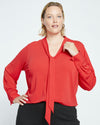Crepe Jersey Long Sleeve Tess Blouse - Vermilion Red Image Thumbnmail #1