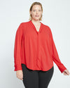 Crepe Jersey Long Sleeve Tess Blouse - Vermilion Red Image Thumbnmail #2