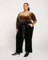 Luxe Belted Velvet Pant - Black Image Thumbnmail #3