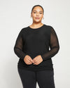 Tinsel Jersey-Lined Fine Mesh Top - Black Image Thumbnmail #2