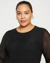Tinsel Jersey-Lined Fine Mesh Top - Black Image Thumbnmail #1