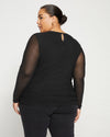 Tinsel Jersey-Lined Fine Mesh Top - Black Image Thumbnmail #4