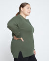 Retro Ribbed Knit Polo Top - Evening Forest Image Thumbnmail #3