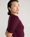 Savvy Fine Knit Sweater Top - Black Cherry Image Thumbnmail #1