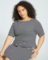 Belle Breton-Stripe Compact Jersey Dress - Black/White Image Thumbnmail #1