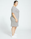 Belle Breton-Stripe Compact Jersey Dress - Ecru/Black Stripe Image Thumbnmail #3