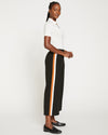 Stephanie Wide Leg Stripe Ponte Pants 27 Inch - Black with Ochre/White Stripe Image Thumbnmail #3