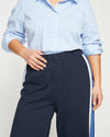 Stephanie Wide Leg Stripe Ponte Pants 27 Inch - Navy with Blue/White Stripe Image Thumbnmail #2