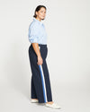 Stephanie Wide Leg Stripe Ponte Pants 27 Inch - Navy with Blue/White Stripe Image Thumbnmail #3