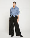 Stephanie Wide Leg Stripe Ponte Pants 33 Inch - Black with Black Stripe Image Thumbnmail #1