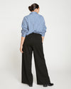 Stephanie Wide Leg Stripe Ponte Pants 33 Inch - Black with Black Stripe Image Thumbnmail #4
