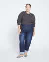 Stevie High Rise Cuffed Straight Leg Jeans - Washed Outback Blue Selvedge Image Thumbnmail #1