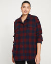 Maine Stretch Flannel Shirt - Black Cherry Plaid Image Thumbnmail #1