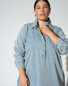 Stretch Cotton Chambray Rubicon Shirtdress - Heritage Blue Image Thumbnmail #6