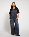 Casey Wide Leg Denim Overalls - Princeton Blue Image Thumbnmail #1