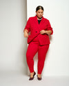 Minimalist Moro Pintuck Pocket Ponte Pants - Vermilion Red Image Thumbnmail #2