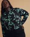 Louise Long Sleeve Liquid Jersey Top - Midnight Garden Print Image Thumbnmail #1