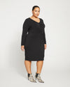 Velvety-Cool Jersey Twist Dress - Black Image Thumbnmail #3