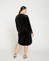 Garland Velvet Wrap Dress - Black Image Thumbnmail #4