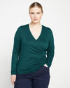 Liquid Jersey Two-Way Long Sleeve Cross Top - Forest Green Image Thumbnmail #2