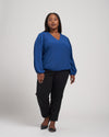 Occasion Stretch Crepe Blouson Top - True Blue Image Thumbnmail #3