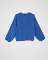 Occasion Stretch Crepe Blouson Top - True Blue Image Thumbnmail #2
