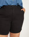 Casual Cuffed Twill Shorts - Black Image Thumbnmail #3