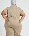 Kate Stretch Cotton Twill Jumpsuit - Taupe Image Thumbnmail #7