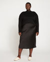 Diane Satin Midi Bias Skirt - Black Image Thumbnmail #1