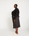 Diane Satin Midi Bias Skirt - Black Image Thumbnmail #3