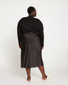 Diane Satin Midi Bias Skirt - Black Image Thumbnmail #4